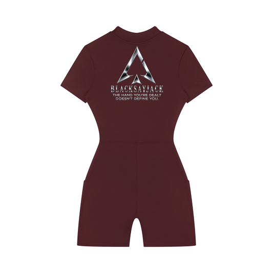 FIYRE Blacksayjack-Women's Quarter-Zip Short Sleeve Romper