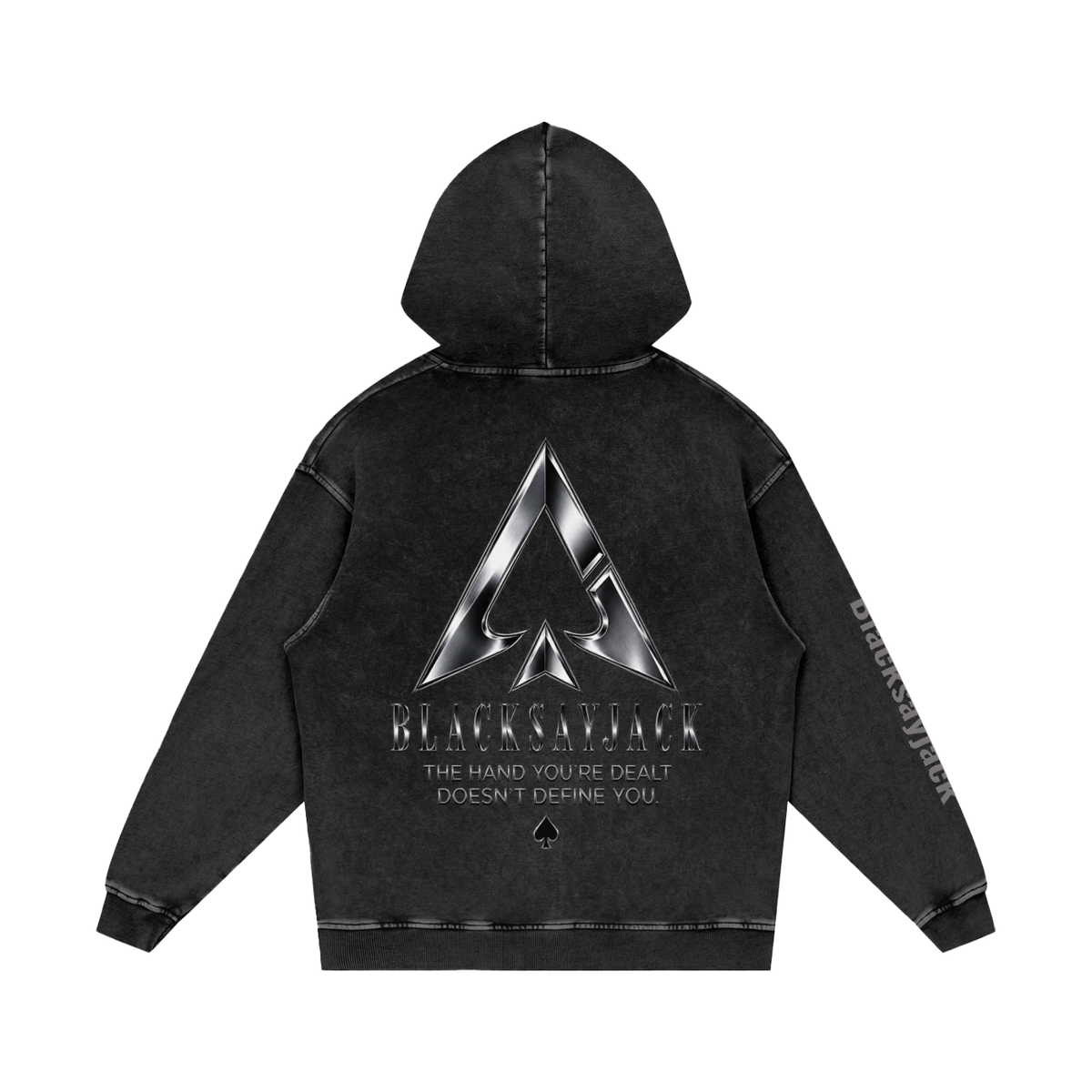 FIYRE Blacksayjack- Snow Washed Loose Cotton Hoodie Logo2